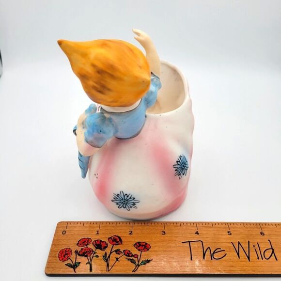Vintage Velco Ceramic Girl Planter with Pink and Blue Accents - Picture 11 of 16